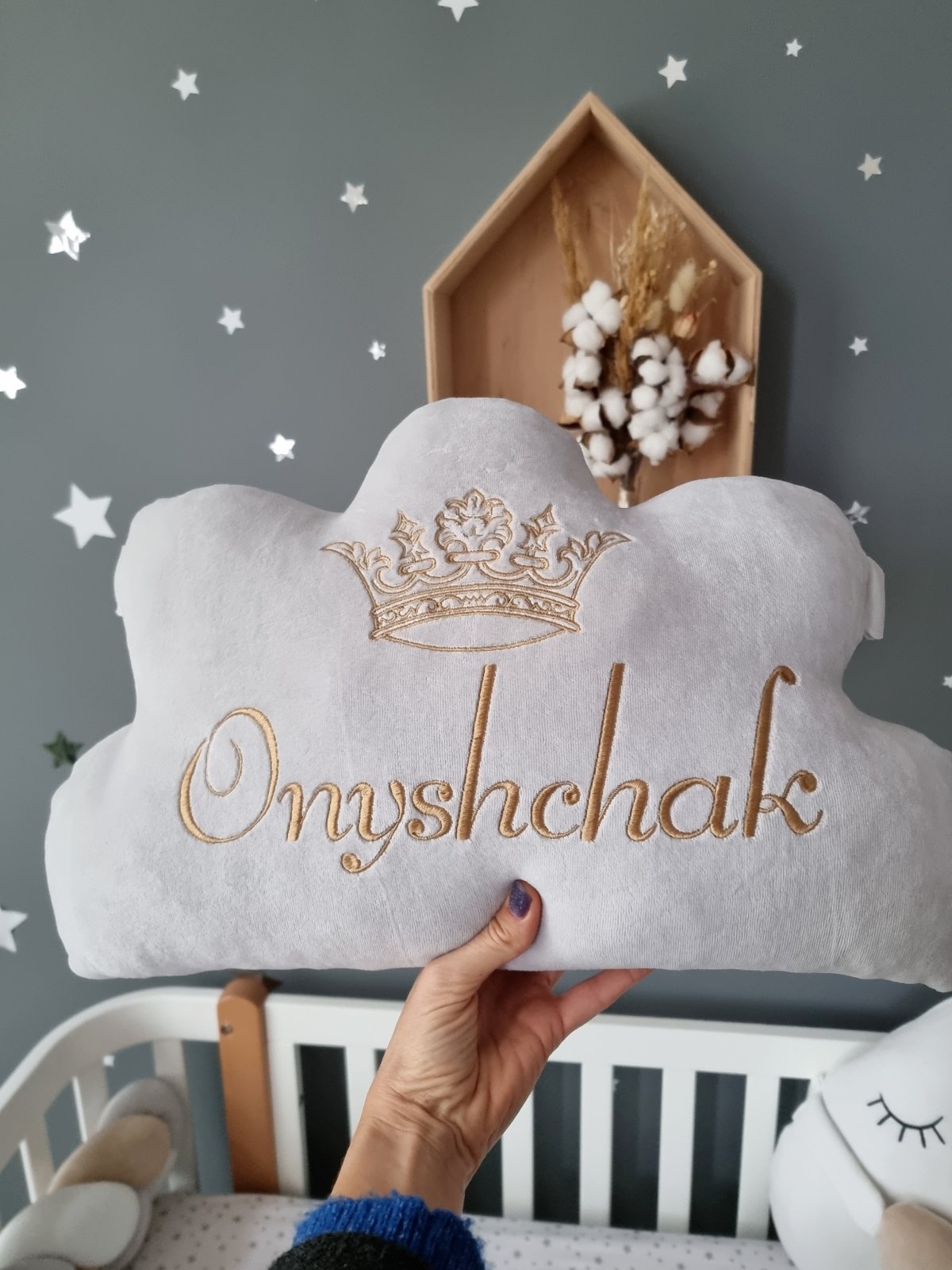 Custom pillow cloud with baby name. KARI studio