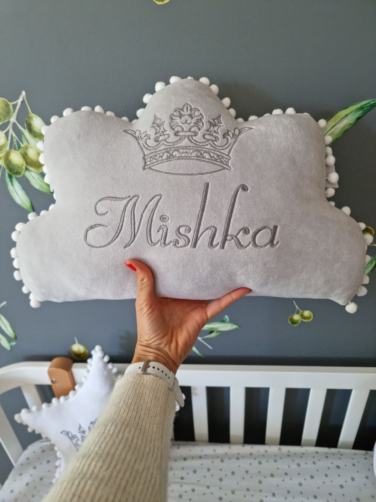 Custom pillow cloud with baby name. KARI studio