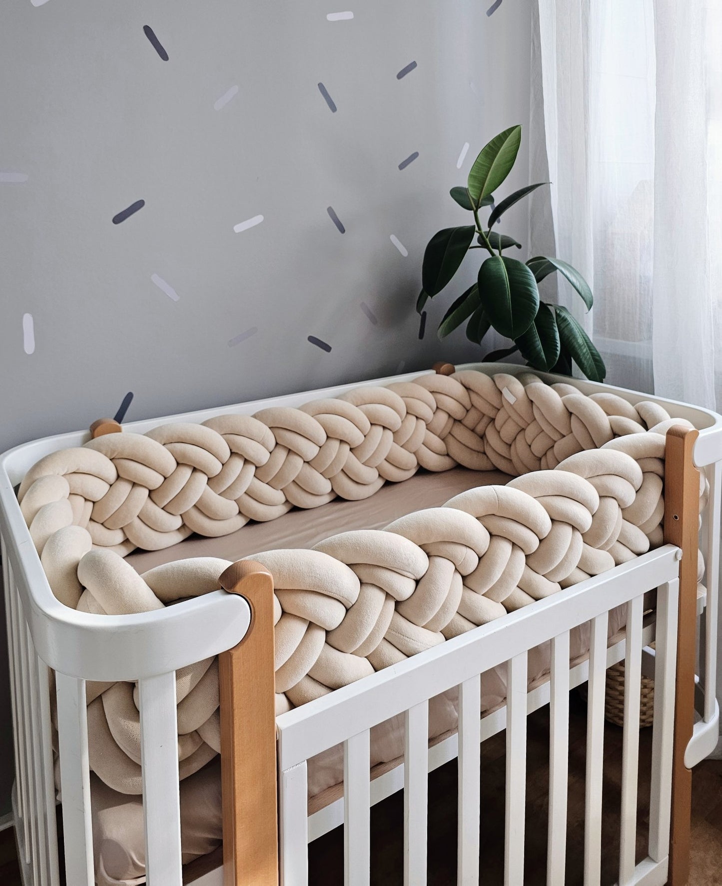 Braided crib bumper beige 25 cm - KariStudio