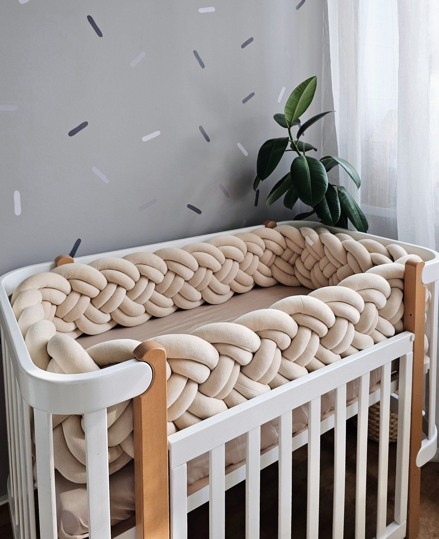 Braided crib bumper beige 25 cm - KariStudio