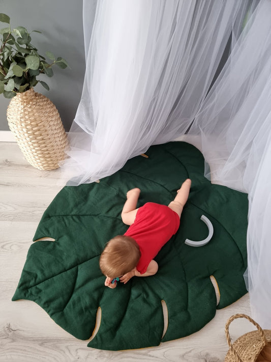 Baby play mat monstera. Leaf nursery rug. KARI studio