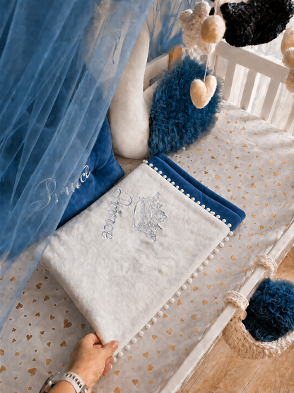 Bumper-Free Baby Bedding Set – Navy Prince