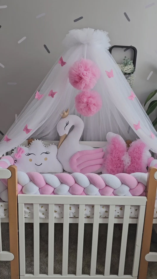 Baby Girl Bedding Set Pink - Princess Swan & Butterfly