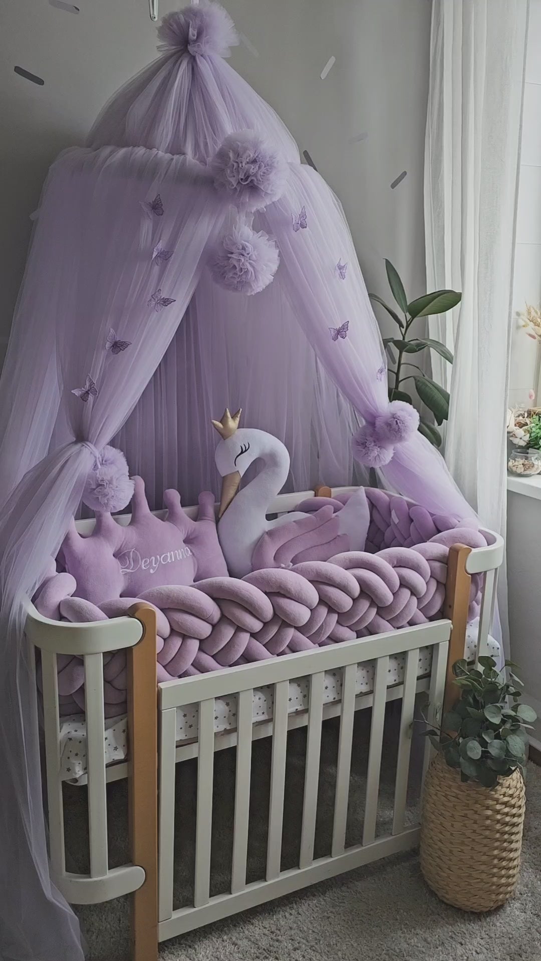 Personalized Baby Bedding Set Lavender | Handmade Nursery Decor