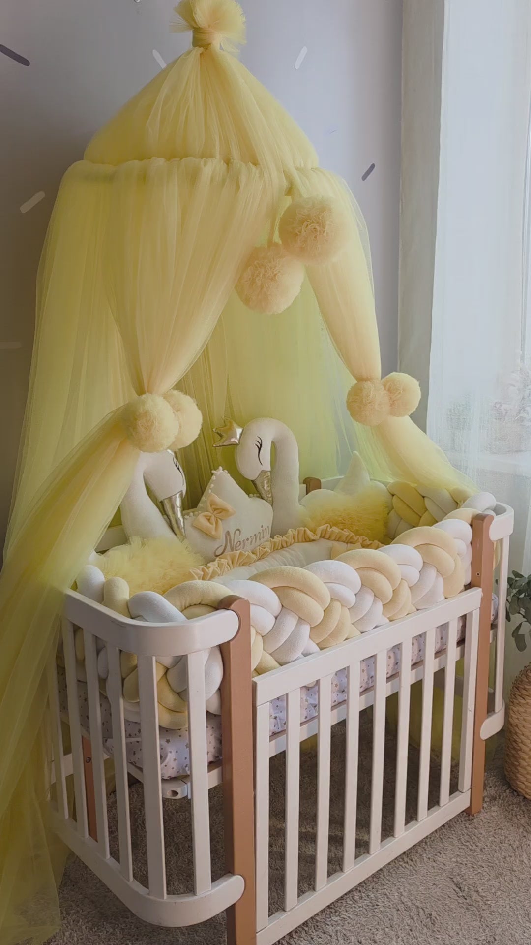 Yellow Baby Bedding Set - Premium Crib Set with Swan