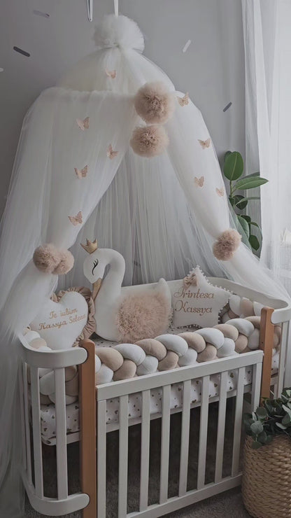 Personalized Baby Bedding Set beige| Handmade Nursery Decor