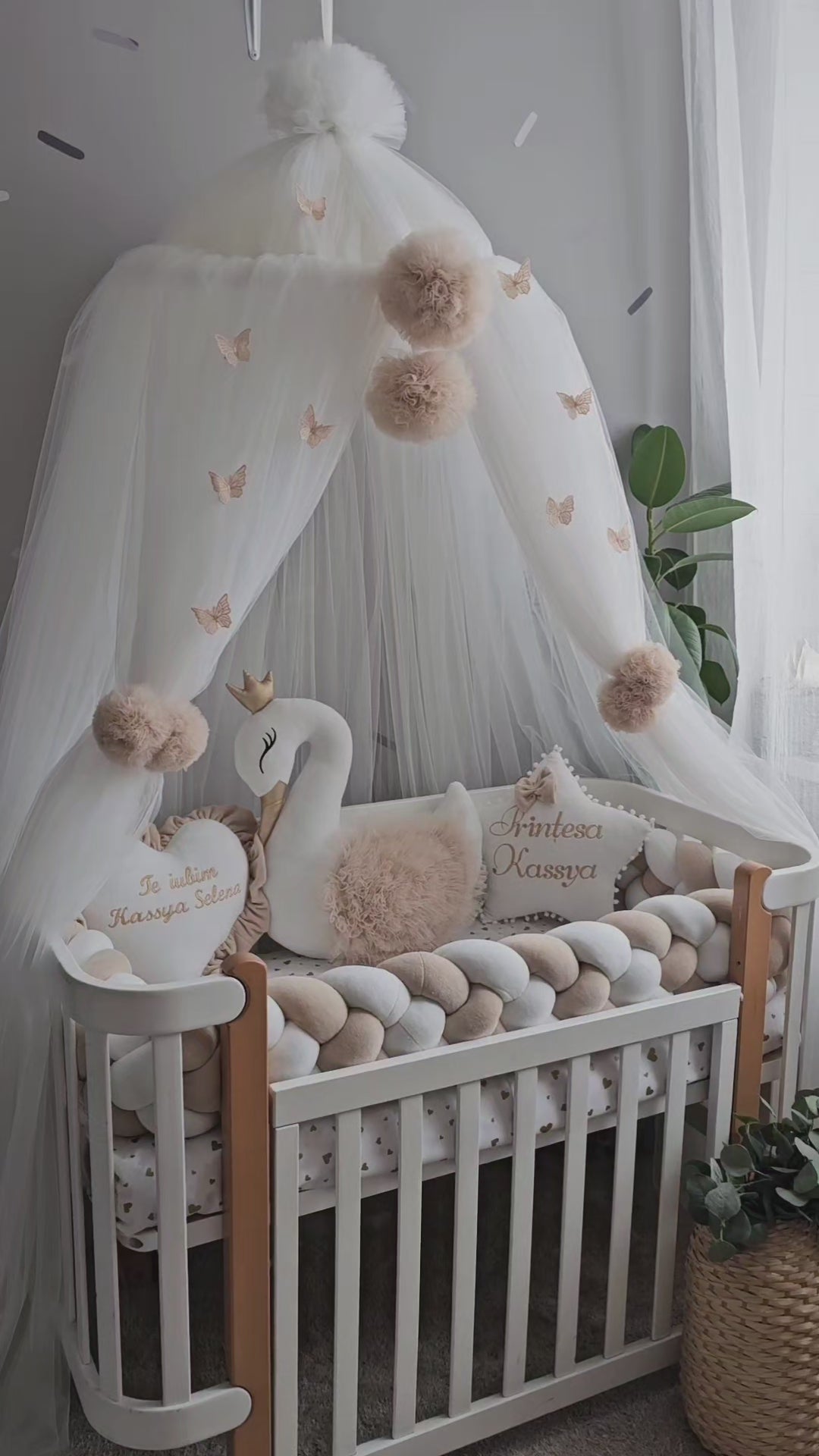 Personalized Baby Bedding Set beige| Handmade Nursery Decor