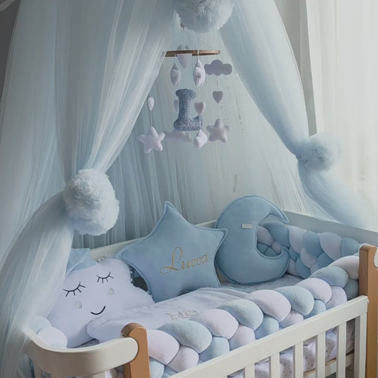 Baby Boy Bedding Set Light Blue - Personalized  Boy Nursery Decor