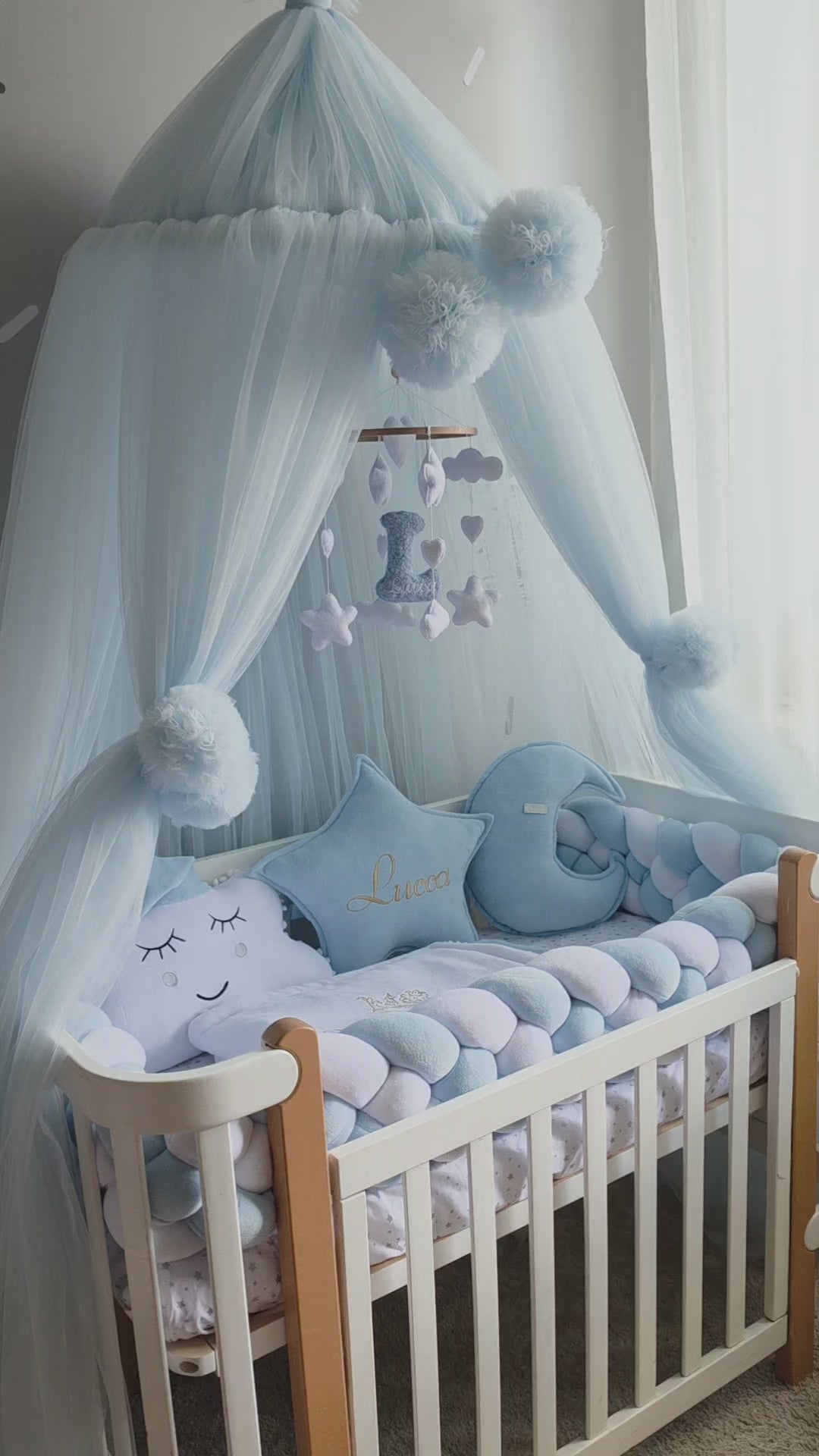 Baby Boy Bedding Set Light Blue - Personalized  Boy Nursery Decor