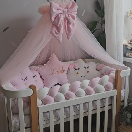 Baby crib bedding set for baby girl in light pink
