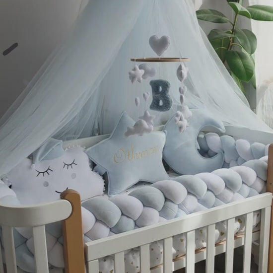 Baby Boy Bedding Set Pale Blue - Personalized Nursery Decor