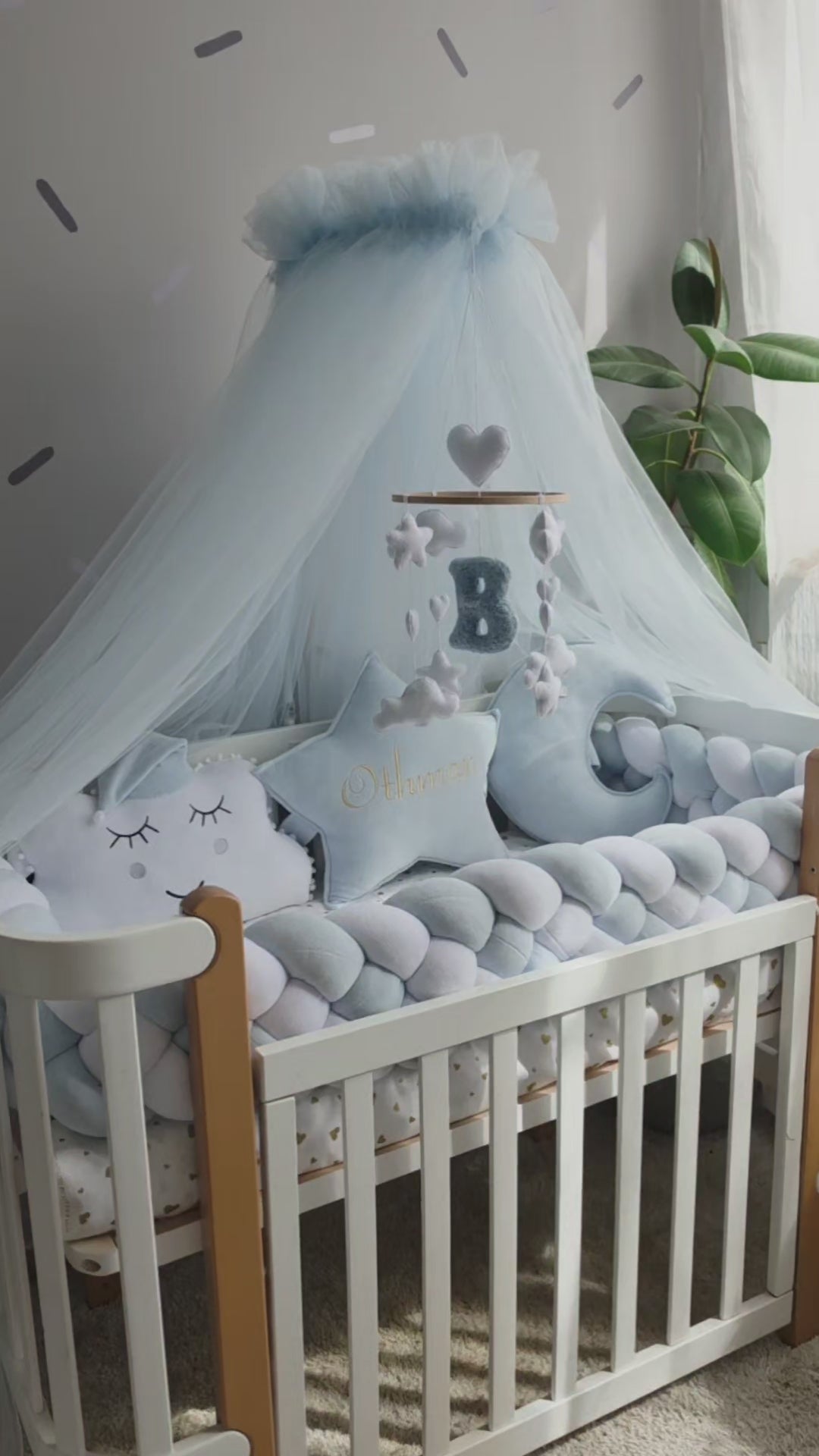 Baby Boy Bedding Set Pale Blue - Personalized Nursery Decor