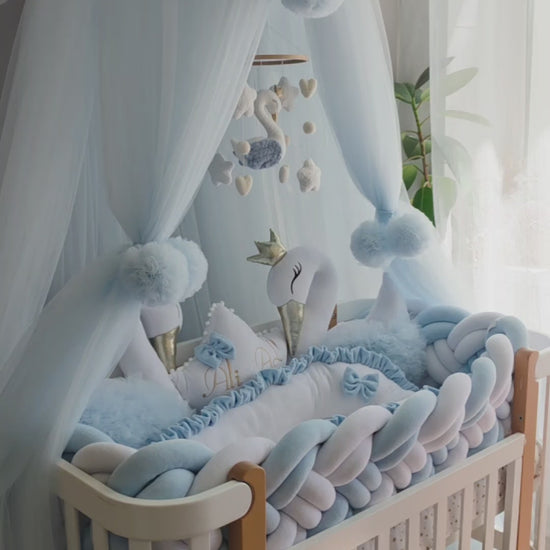 Blue Baby Bedding Set - Premium Crib Set with Swan