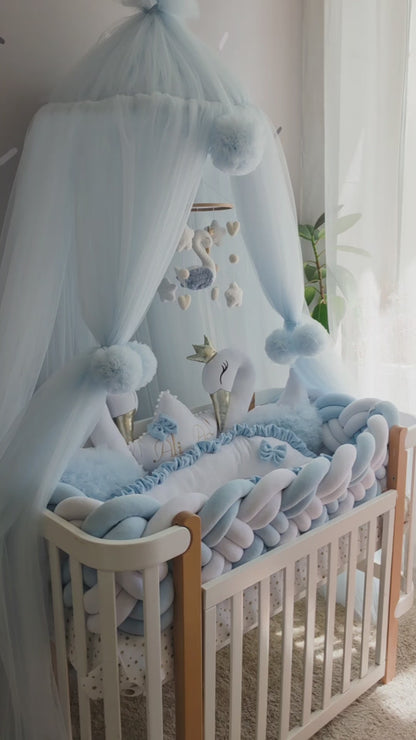 Blue Baby Bedding Set - Premium Crib Set with Swan