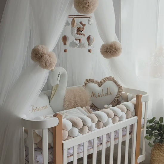 Personalized Baby Bedding Set Beige | Handmade Neutral Nursery Decor