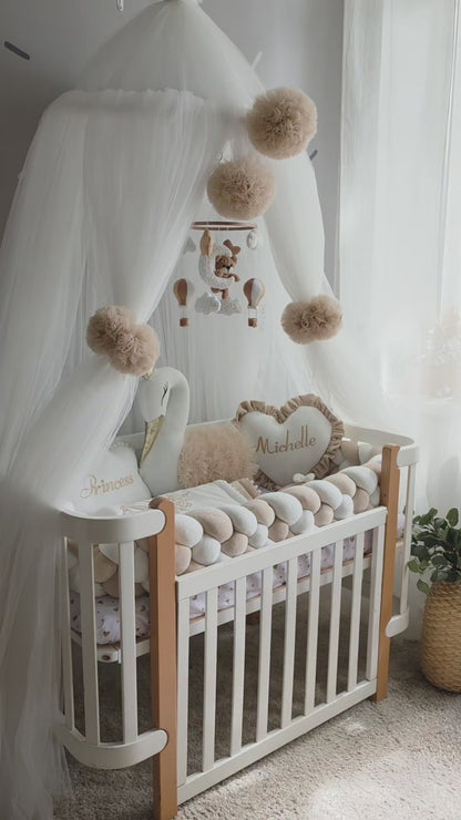 Personalized Baby Bedding Set Beige | Handmade Neutral Nursery Decor