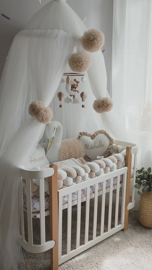Personalized Baby Bedding Set Beige | Handmade Neutral Nursery Decor
