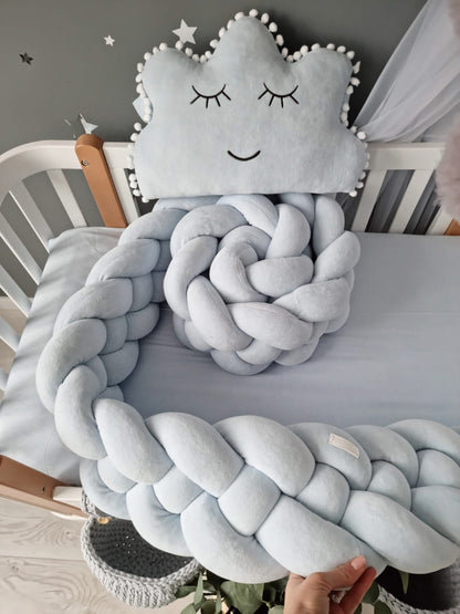 Double braided crib bumper for girl 7.9 inches