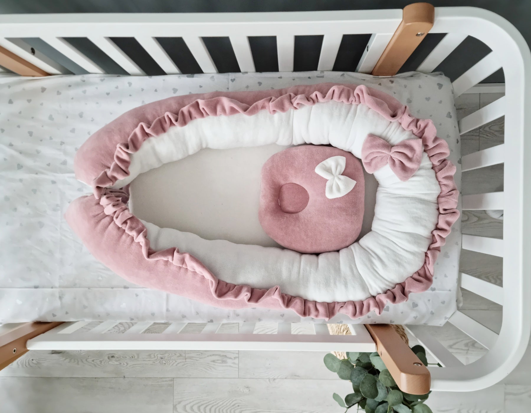 Premium baby bedding set for girl with braided crib bumper. KARI studio