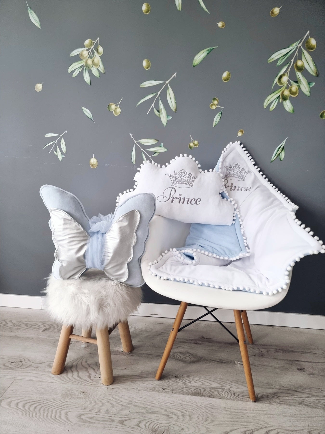 Baby bedding set - pillow butterfly, cloud, crib baby blanket - KARI studio