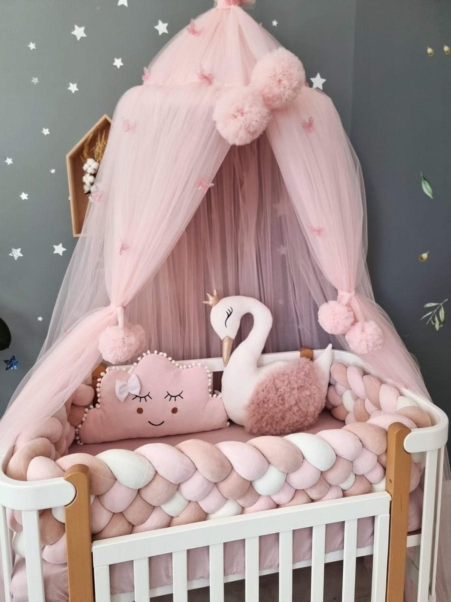 Unicorn Pink Cot Canopy Princess Girl Cot Bedding Luxury Pink Baby