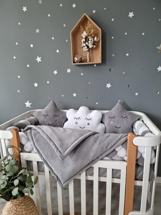 Personalized baby bedding set gray for boy - KariStudio