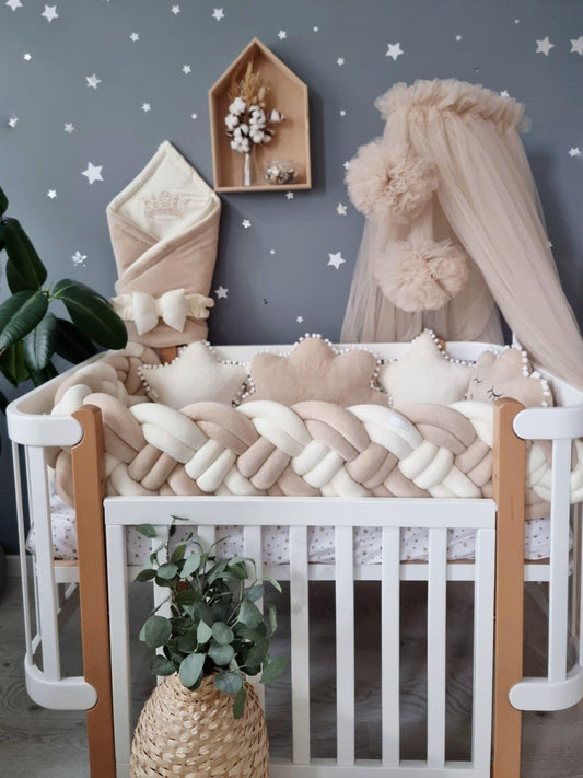 Personalized Baby bedding set beige cream - KariStudio