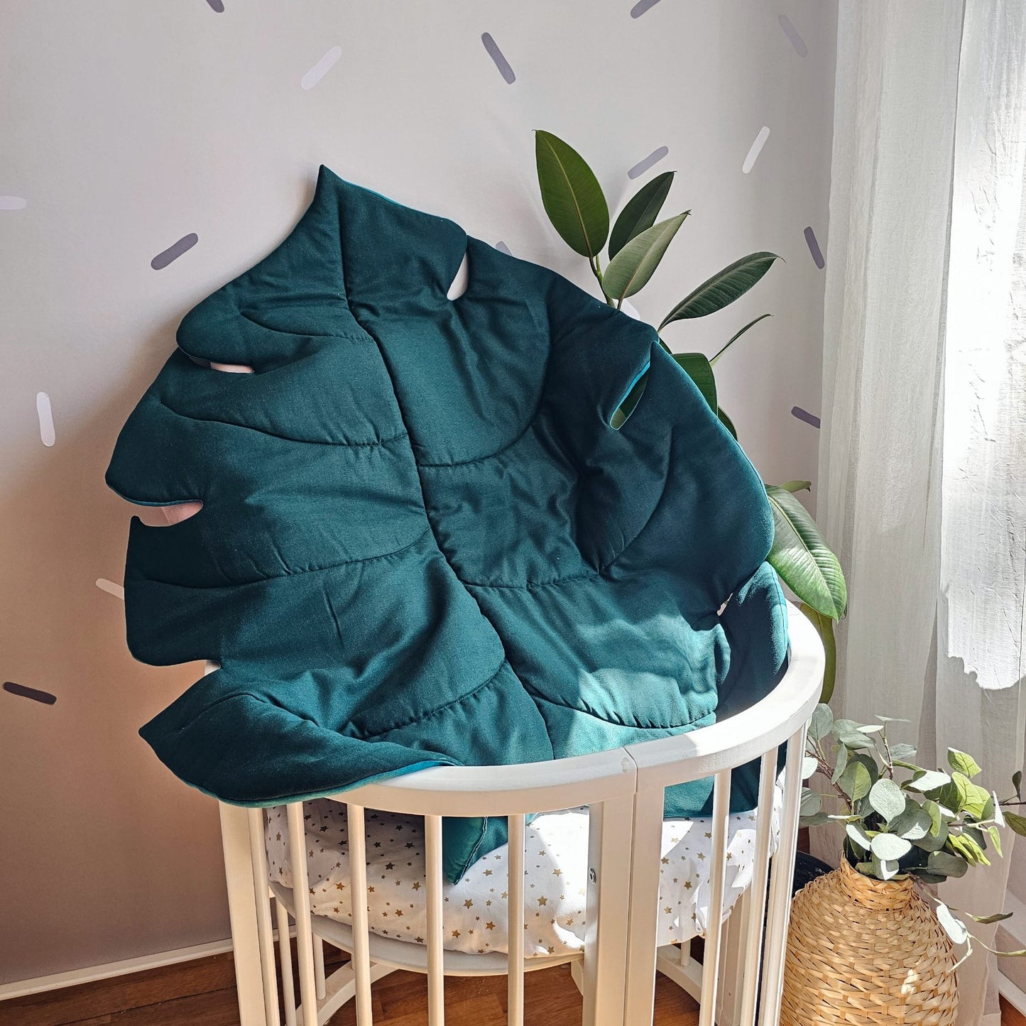 Baby play mat monstera. Leaf nursery rug. KARI studio