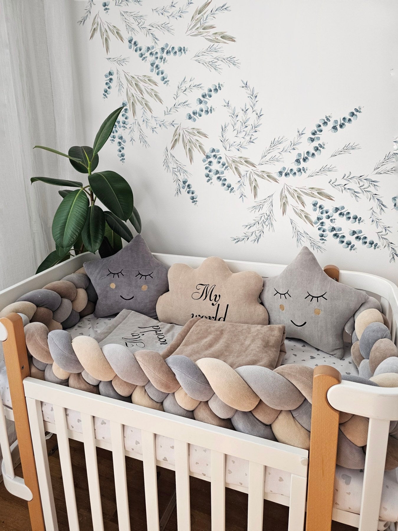 Personalized baby bedding set gray for boy - KariStudio