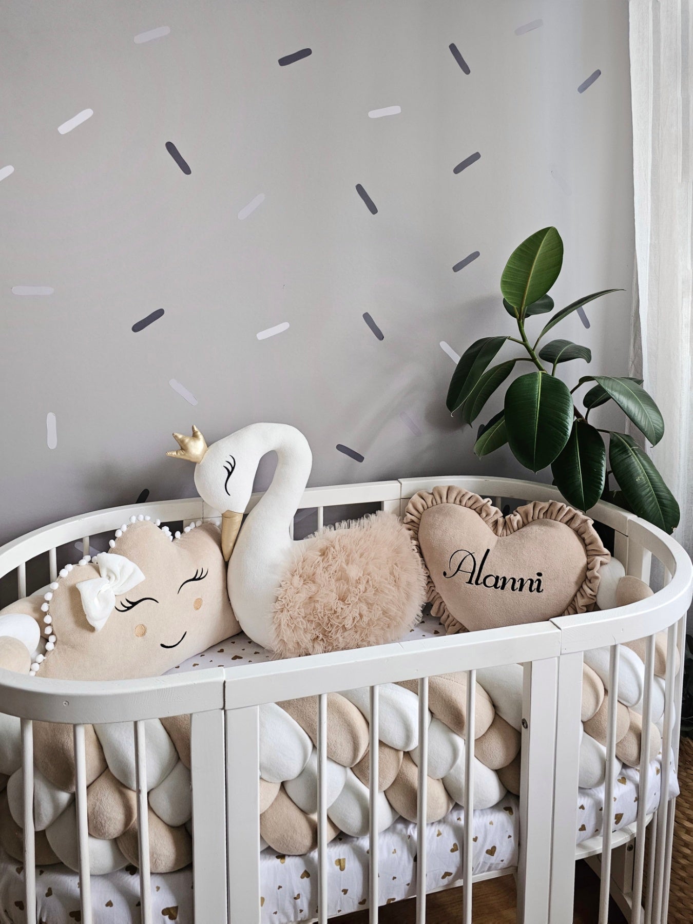 Personalized cot bumper set beige - KariStudio