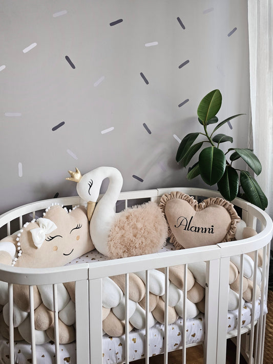 Personalized cot bumper set beige - KariStudio