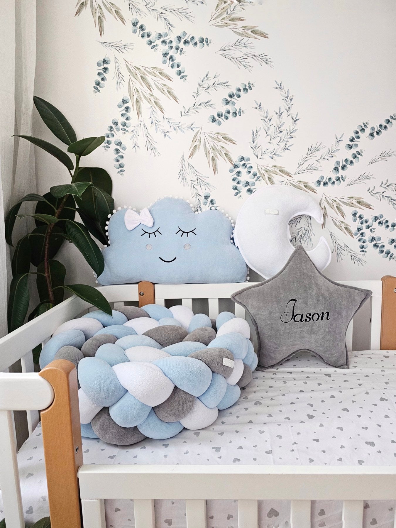 Personalized baby bedding set for boy blue - KariStudio