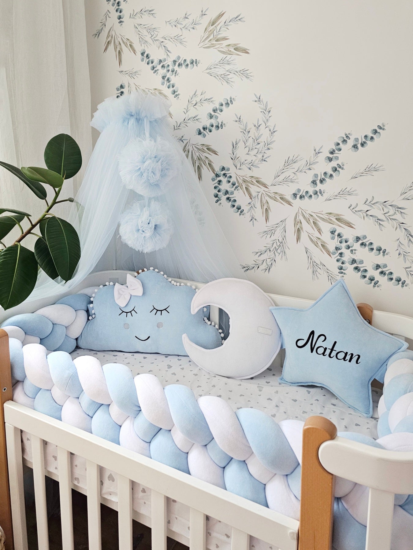 Personalized baby bedding set for boy blue - KariStudio