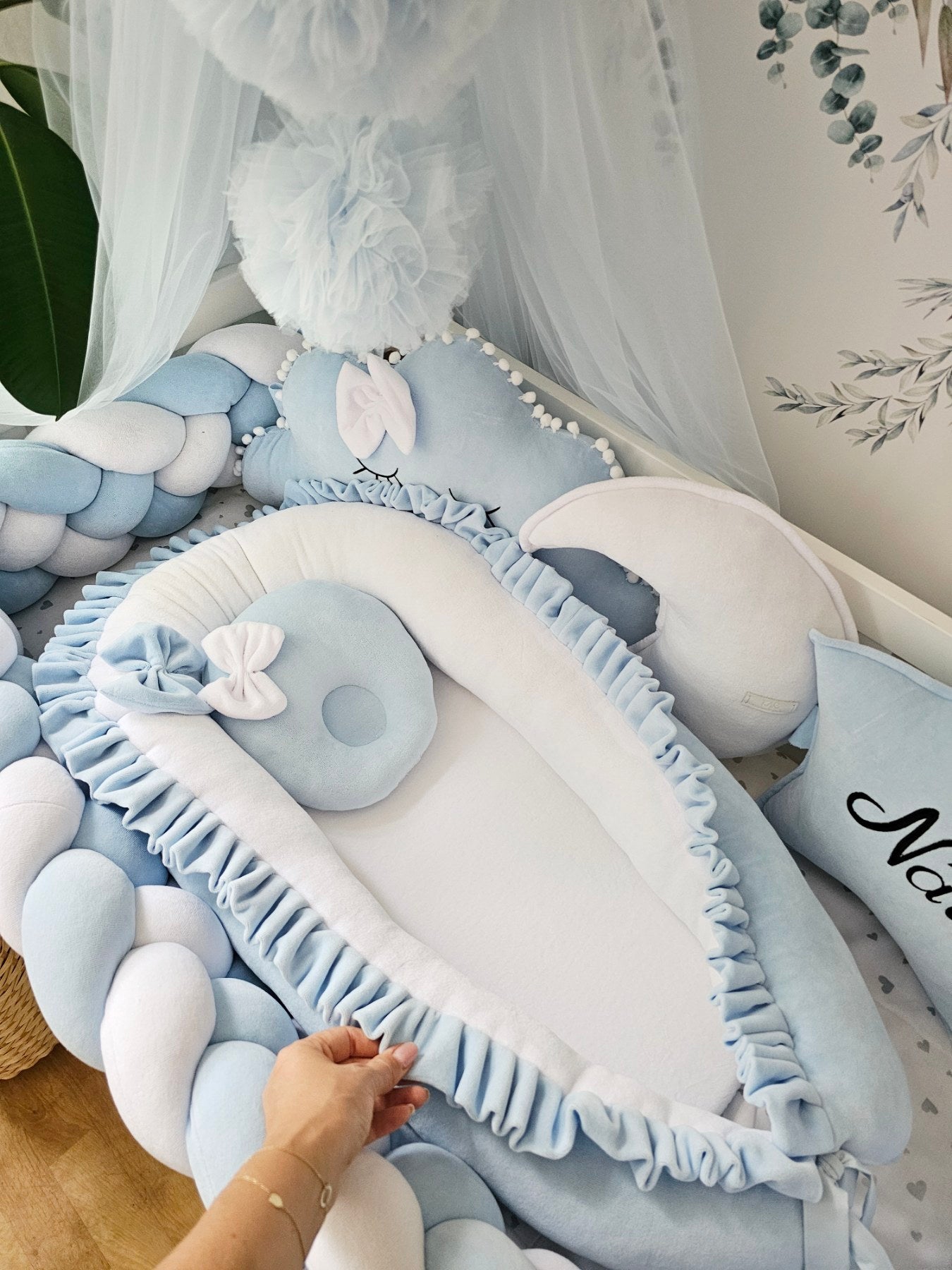 Personalized baby bedding set for boy blue - KariStudio