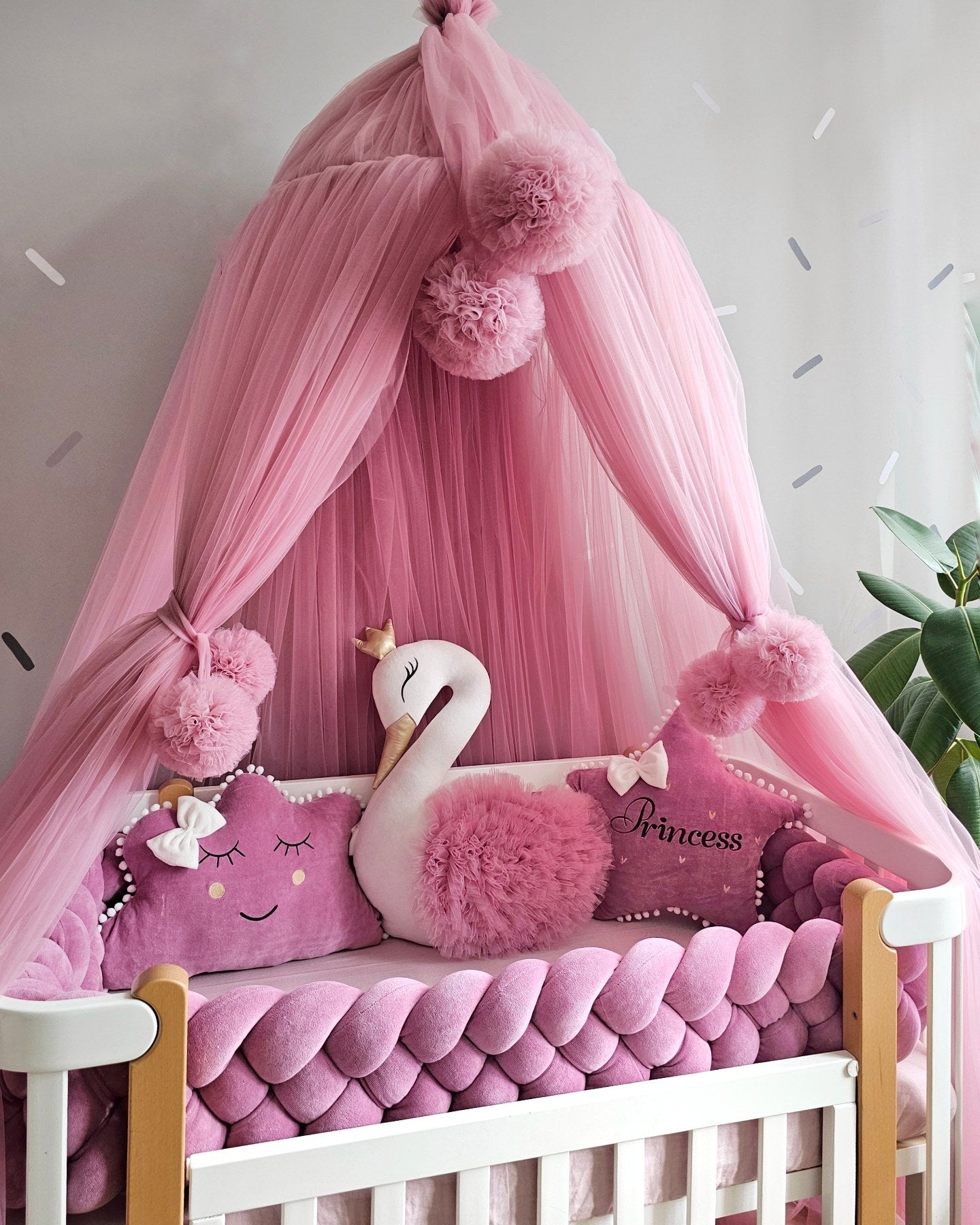 Luxury baby bedding rose - Braided crib bumper