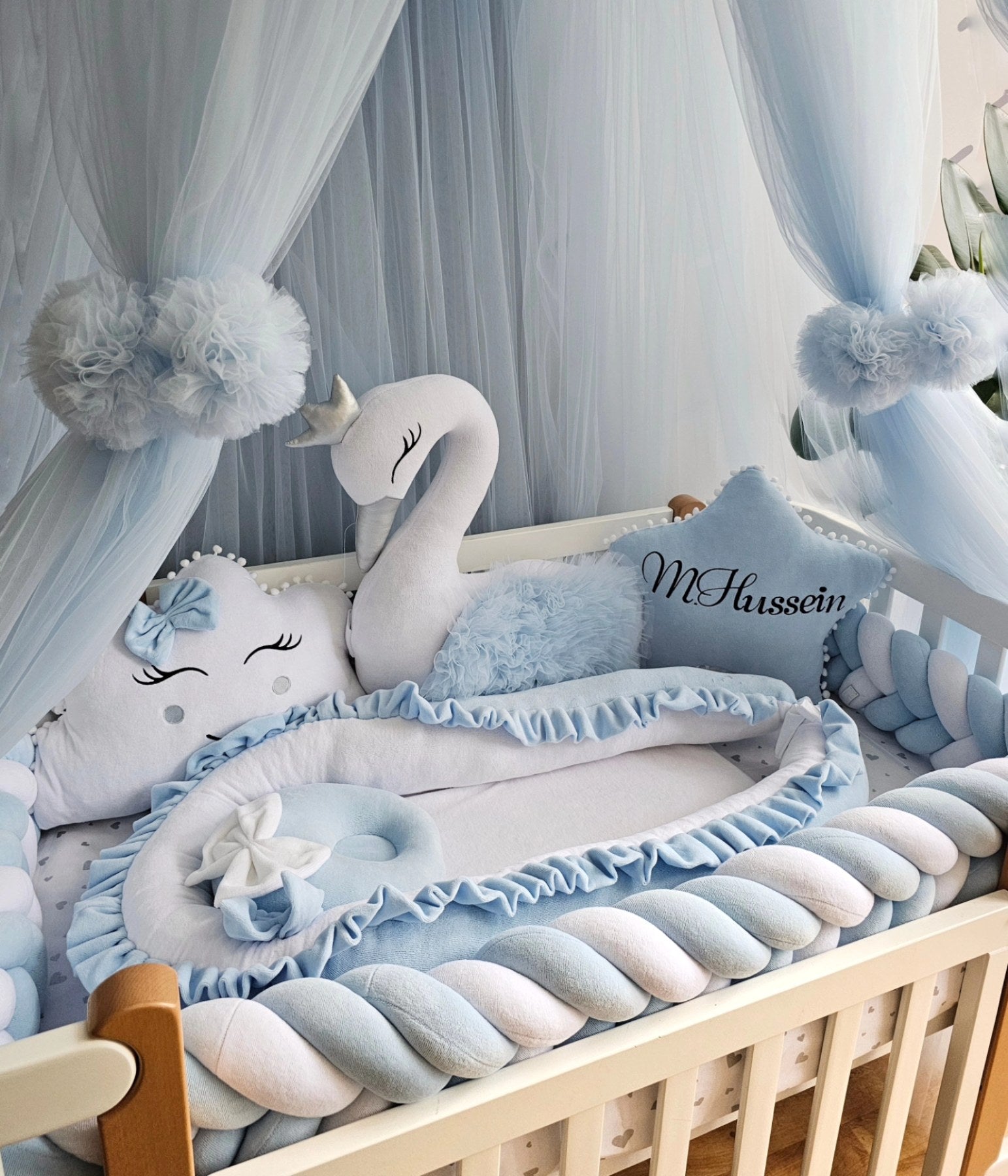 Premium baby bedding set with personalized pillow