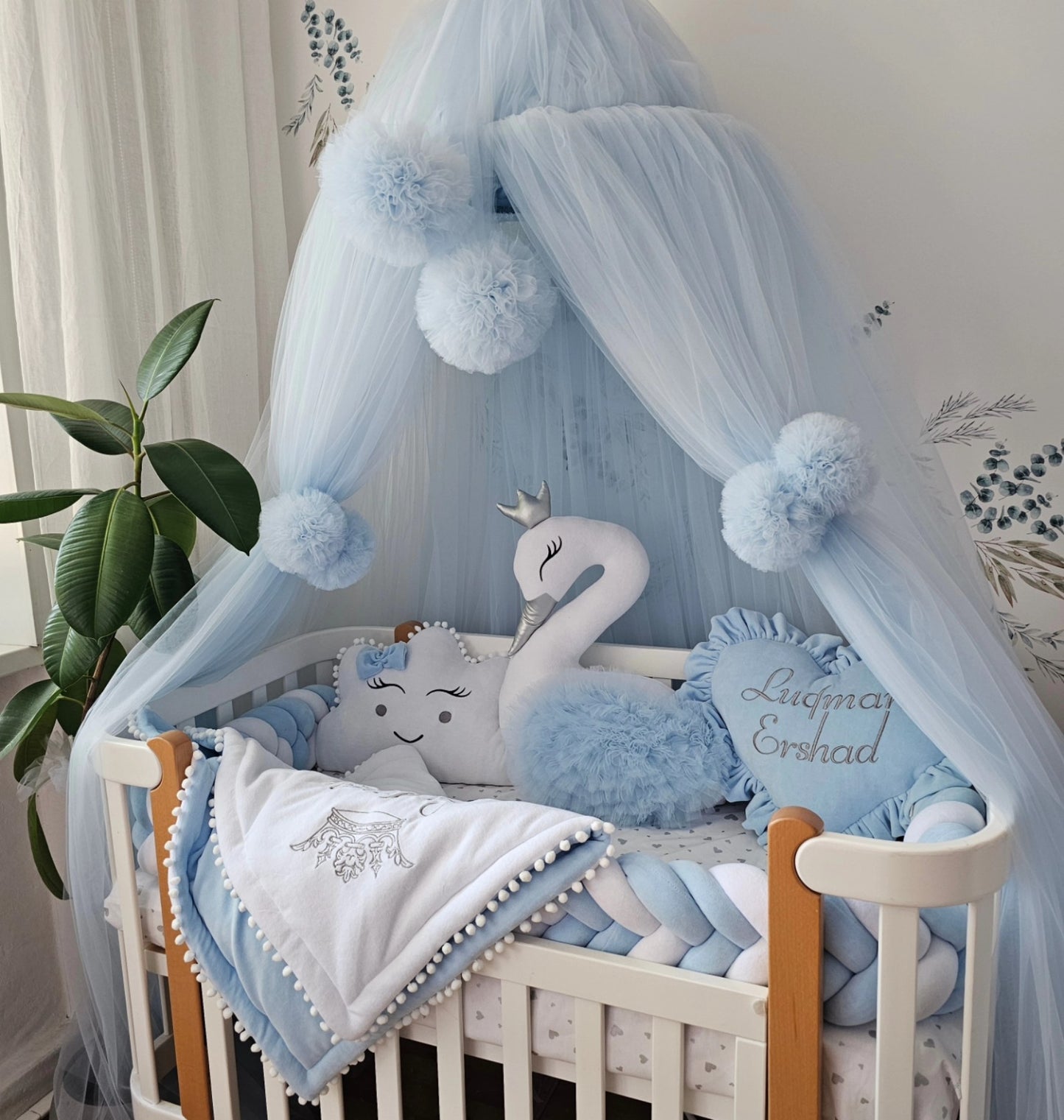 Personalized baby bedding set baby blue - KariStudio