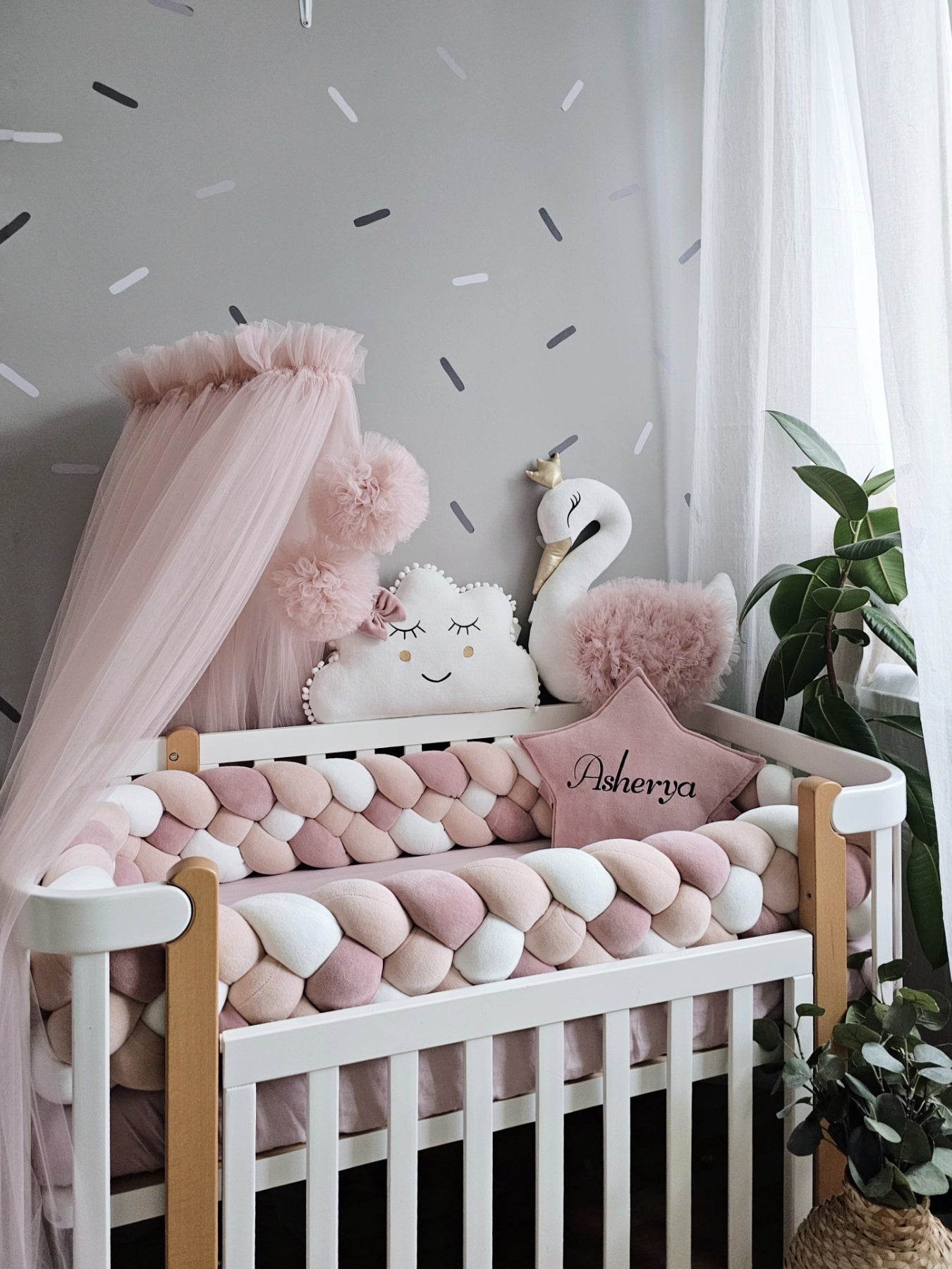 Baby bedding set for girl blush shadows