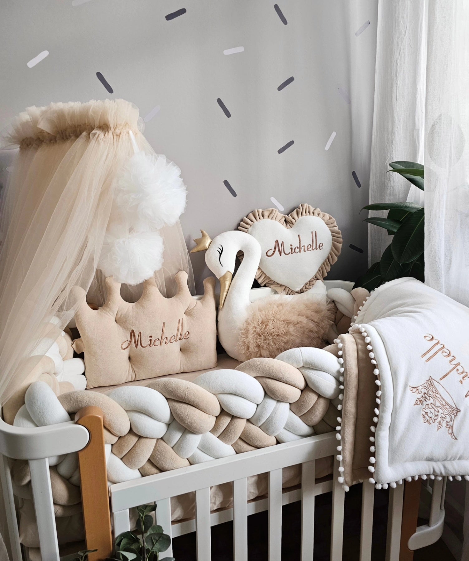 Luxury crib bumper set beige - KARI studio