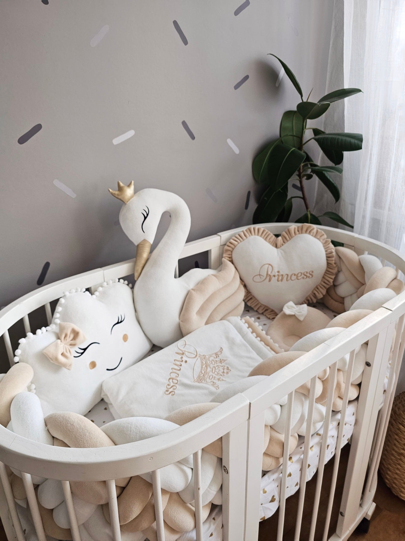 Beige crib bumper online