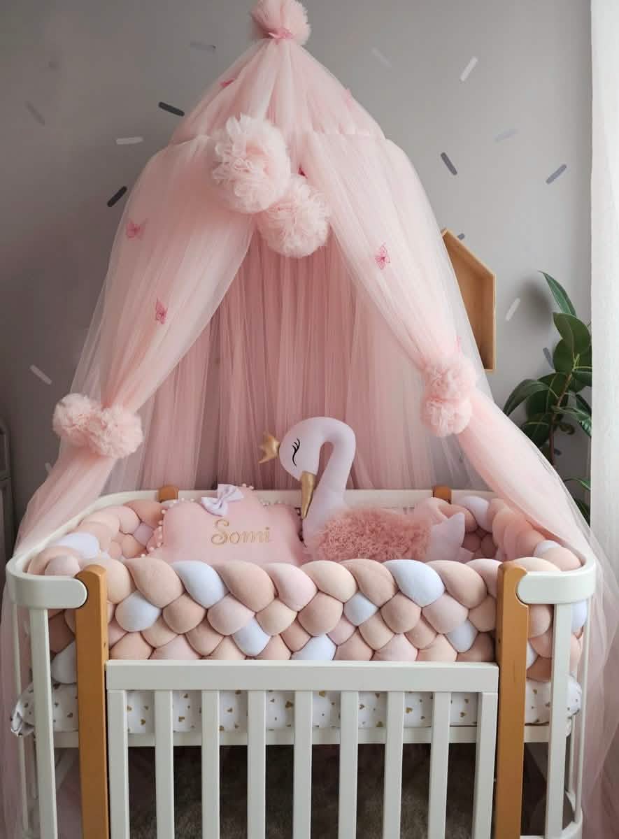 Personalized baby crib bedding set blush and light pink