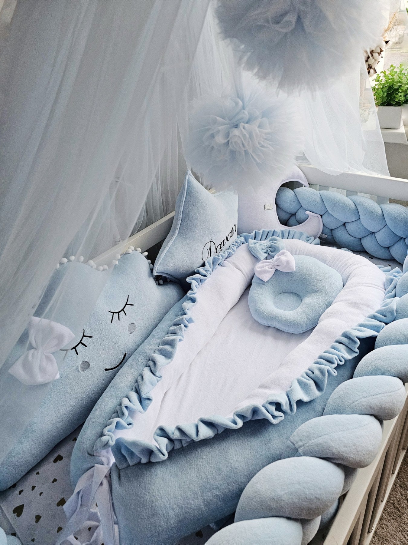 Baby boy bedding crib set. Blue crib bumpers. KARI studio