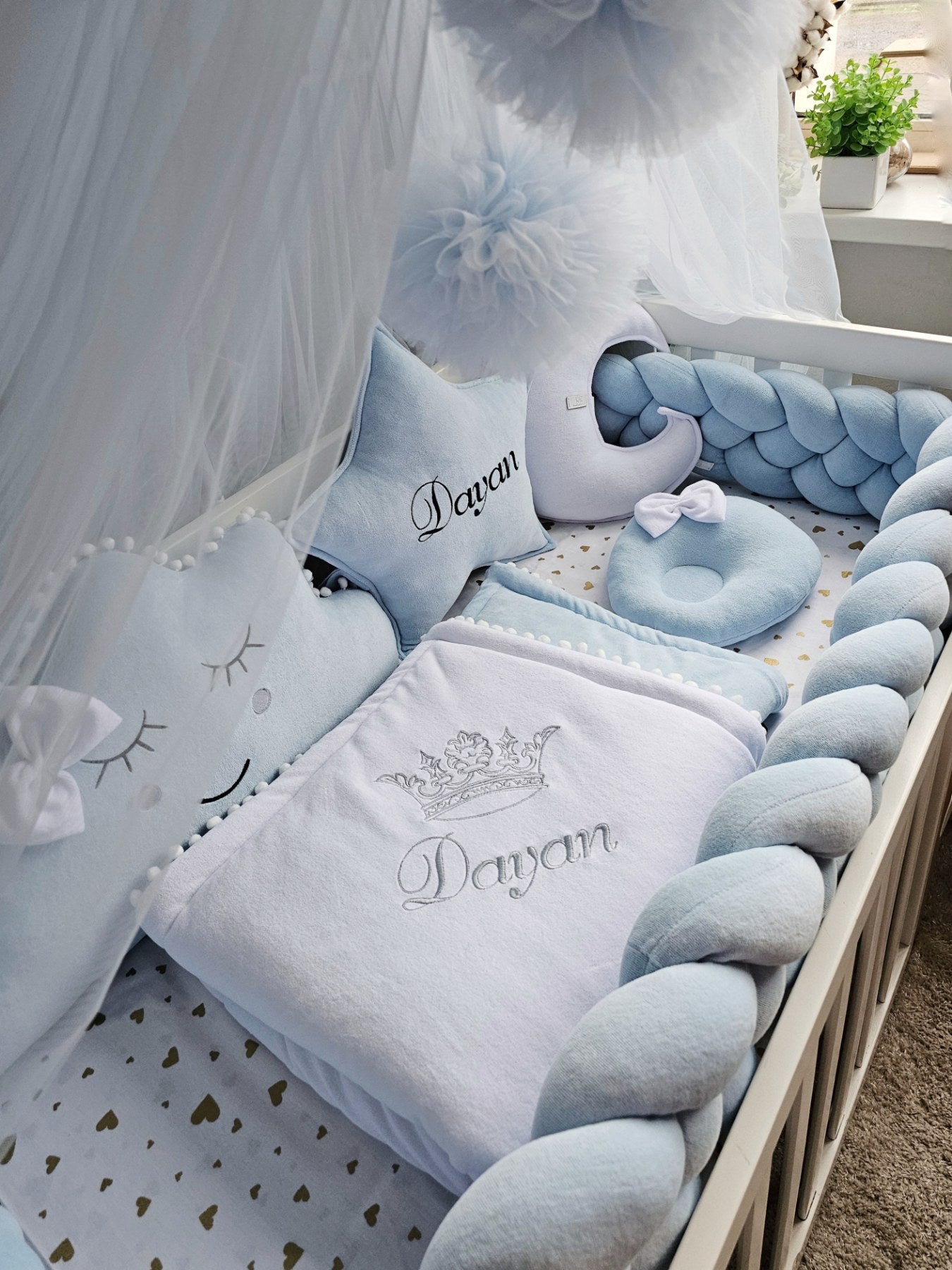 Baby boy bedding crib set. Blue crib bumpers. KARI studio