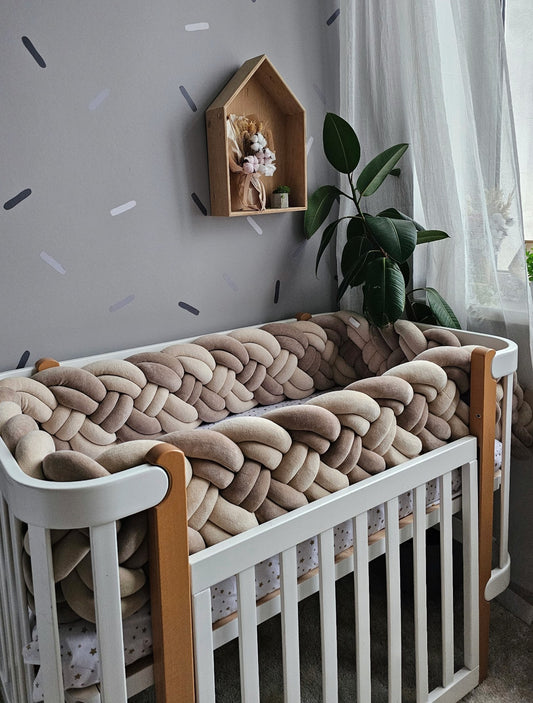 Luxury braided crib bumper 25 cm