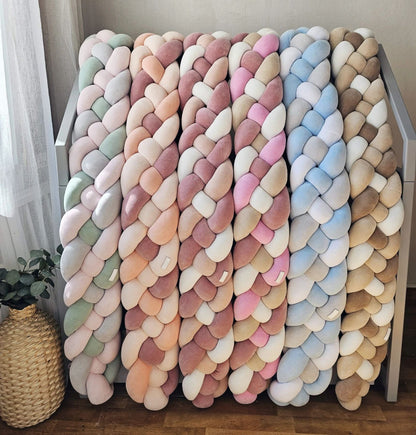 Double braided crib bumper for girl 7.9 inches