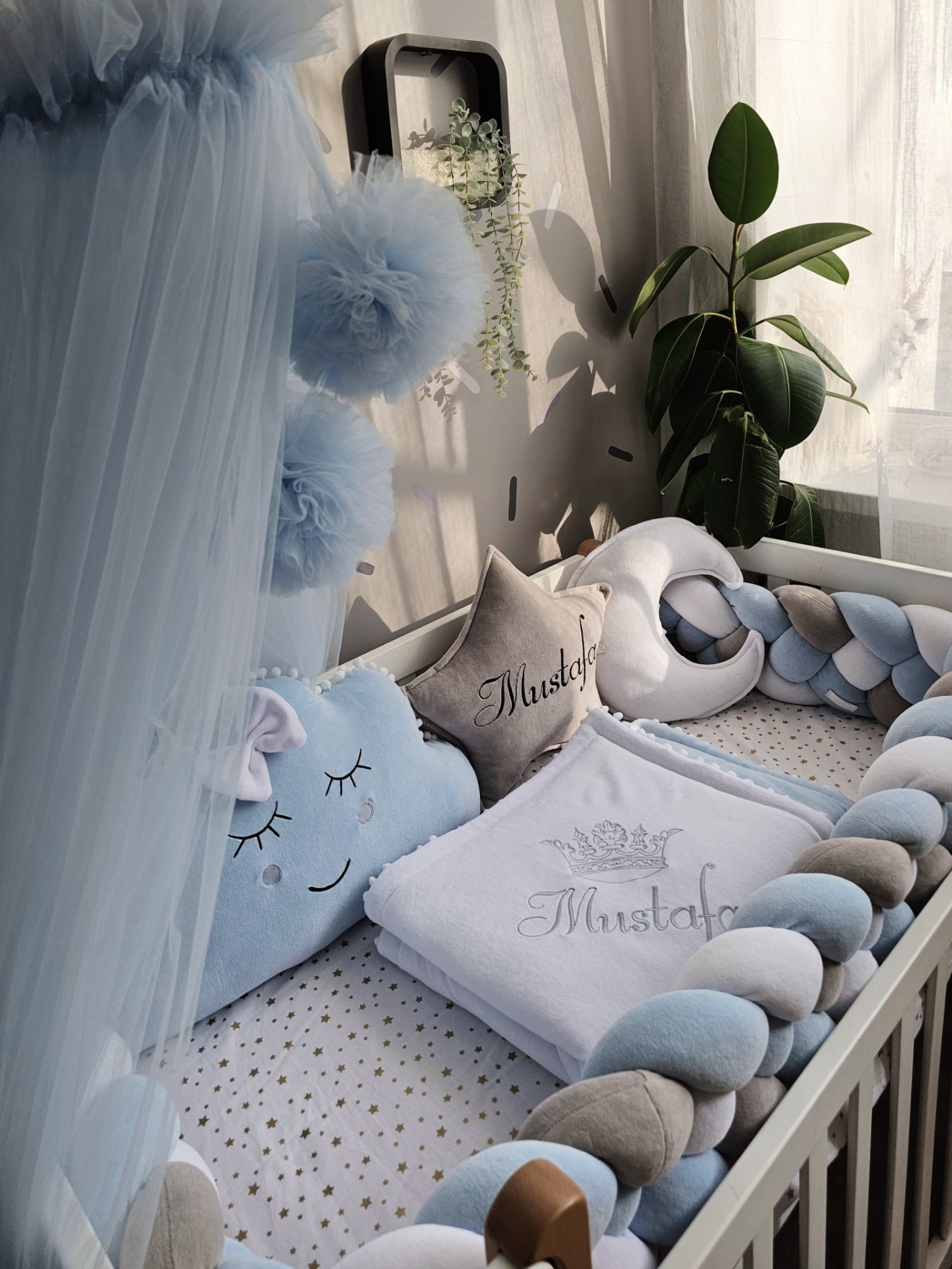 Baby boy bedding crib set. Blue crib bumpers. KARI studio