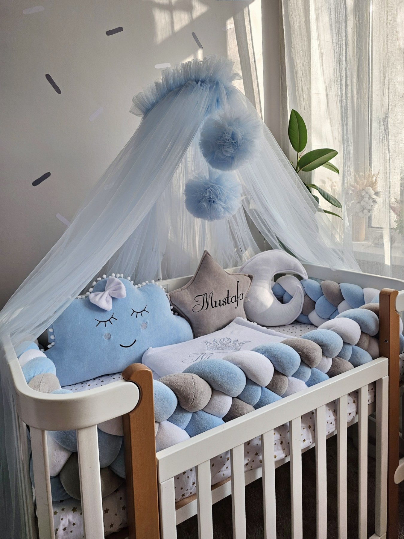 Baby boy bedding crib set. Blue crib bumpers. KARI studio