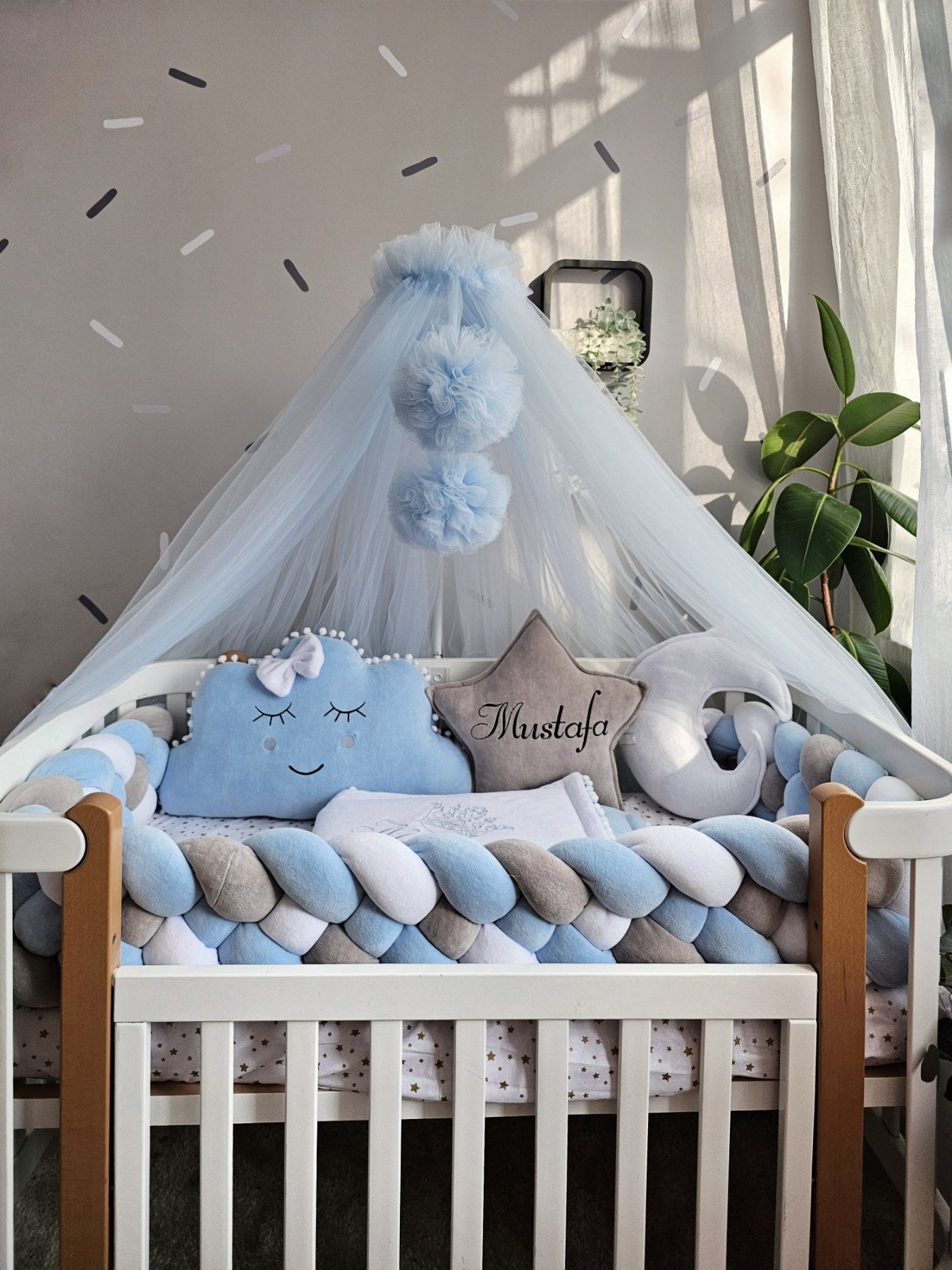 Baby boy bedding crib set. Blue crib bumpers. KARI studio