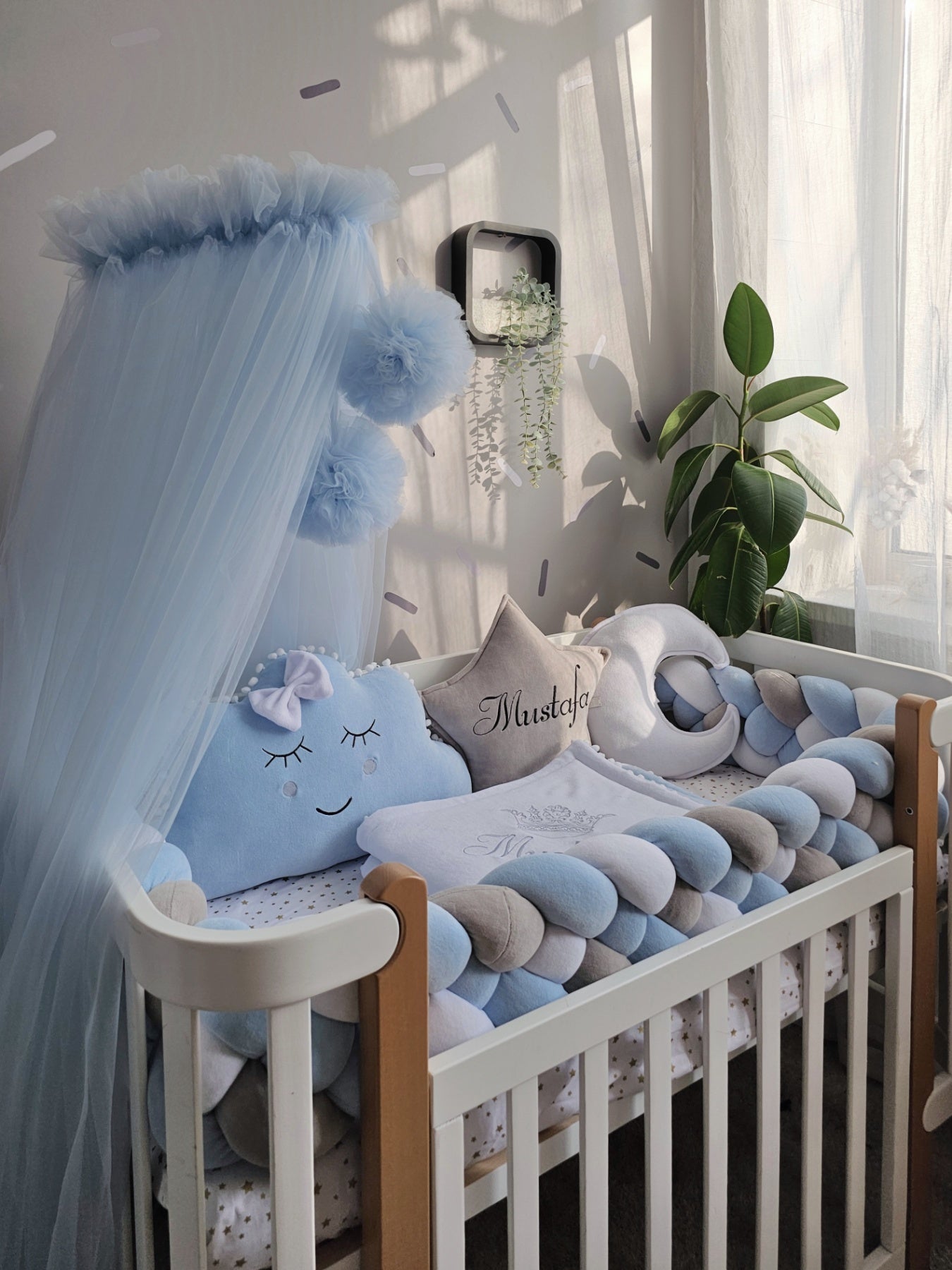 Baby boy bedding crib set. Blue crib bumpers. KARI studio