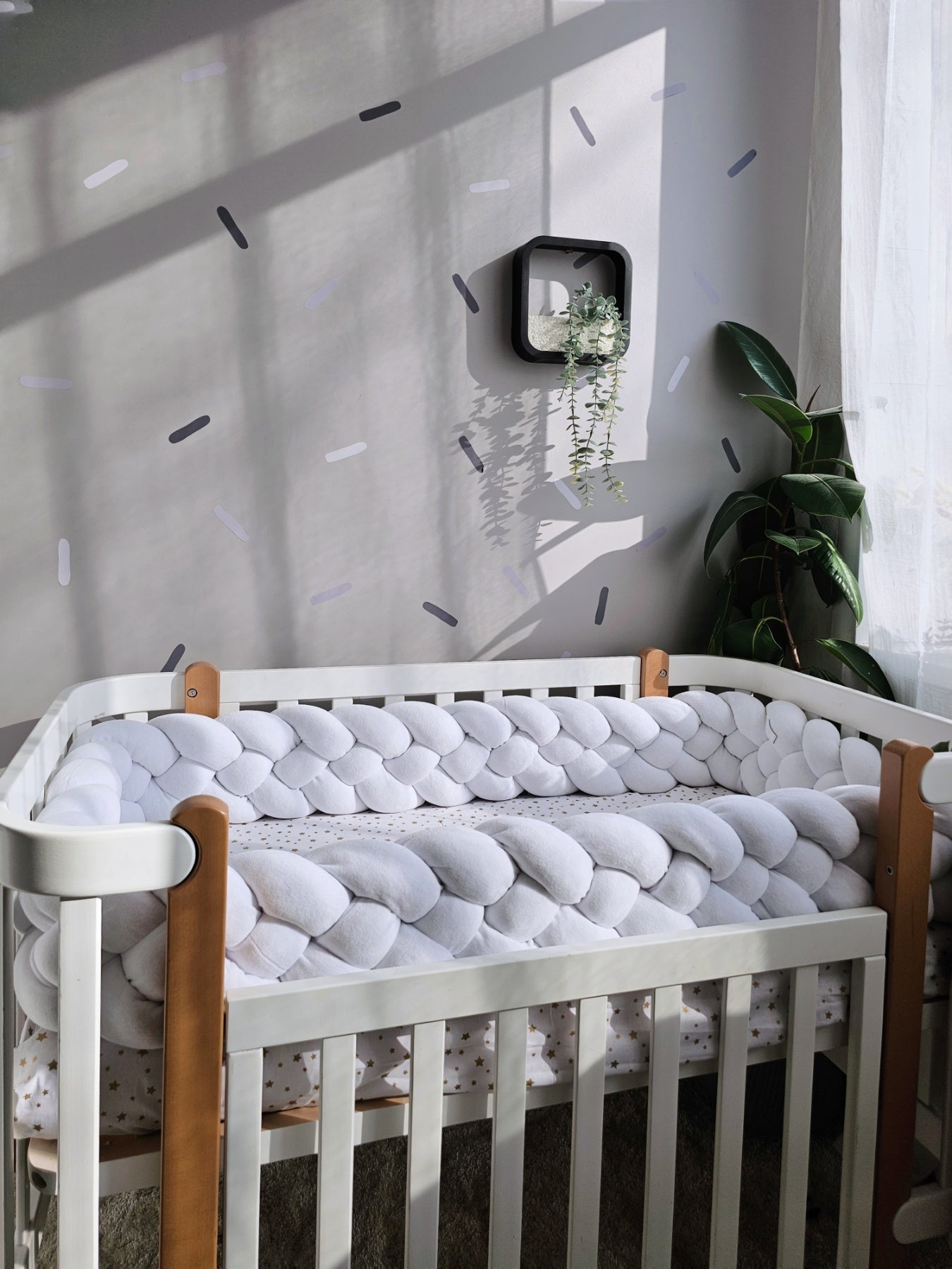 Double braided crib bumper white. KARI studio